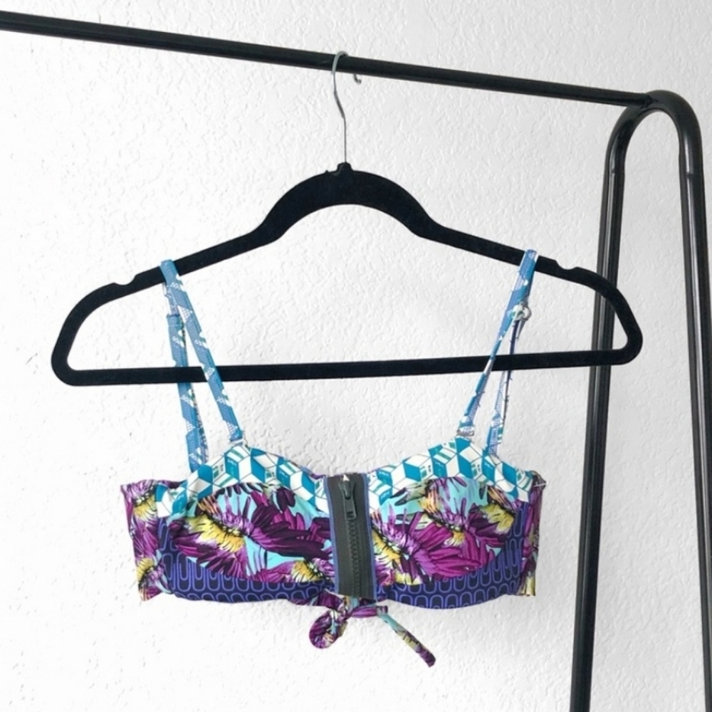 Maaji Purple Printed Bikini Zipper Top